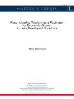 Reconsidering Tourism As A Facilitator For Economic Growh In Less Developed Countries