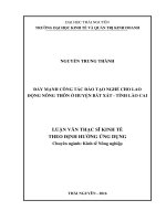 Đẩy mạnh công tác đào tạo nghề cho lao động nông thôn ở huyện bát xát, tỉnh lào cai 