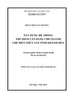 Xây dựng hệ thống thẻ điểm cân bằng cho ngành chế biến thủy sản tỉnh khánh hòa (TT)