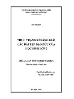 Khoá luận tốt nghiệp thực trạng kỹ năng giải các bài tập đạo đức của học sinh lớp 2 