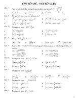 bai tập trac nghiệm nguyên hàm