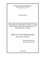 Thực trạng sử dụng phương pháp thảo luận nhóm trong dạy học môn tự nhiên và xã hội lớp 3 ở một số trường tiểu học khu vực huyện sóc sơn   hà nội 