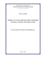 Nghiên cứu sử dụng khí tổng hợp từ sinh khối cho động cơ diesel phát điện cỡ nhỏ