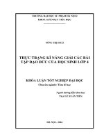 Thực trạng kỹ năng giải các bài tập đạo đức của học sinh lớp 4 