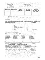 ĐỀ và đáp án THI môn TIẾNG ANH LỚP 12 TRƯỜNG CHUYÊN