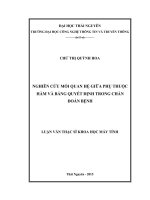 Nghiên cứu mối quan hệ giữa phụ thuộc hàm và bảng quyết định trong chẩn đoán bệnh 