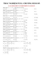 TRẮC NGHIỆM FULL CHƯƠNG HÀM SỐ