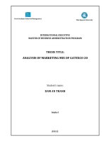 ANALYSIS OF MARKETING MIX OF GATEXCO 20 