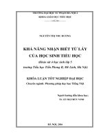 Khả năng nhận biết từ láy của học sinh tiểu học (khảo sát học sinh lớp 5 trường tiểu học tiền phong b, mê linh, hà nội) 