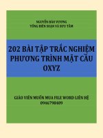 202 bài tập trắc nghiệm phương trình mặt cầu trong oxyz