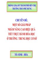 MỘT SỐ GIẢI PHÁP  NHẰM NÂNG CAO HIỆU QUẢ  TIẾT THỰC HÀNH HÓA HỌC  Ở TRƯỜNG  TRUNG HỌC CƠ SỞ