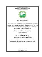 Đánh giá ảnh hưởng của hoạt động khai thác và chế biến quặng đồng đến môi trường nước tại Công ty Mỏ tuyển đồng Sin Quyền  Xã Bản Vược, huyện Bát Xát, tỉnh Lào Cai