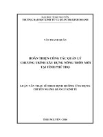 Hoàn thiện công tác quản lý chương trình xây dựng nông thôn mới tại tỉnh phú thọ 