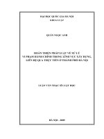 Hoàn thiện pháp luật về xử lý vi phạm hành chính trong lĩnh vực xây dựng, liên hệ qua thực tiễn ở thành phố hà nội 