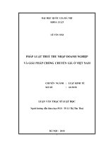 Pháp luật thuế thu nhập doanh nghiệp và giải pháp chống chuyển giá ở việt nam 