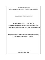 Hoàn thiện quản lý vốn đầu tư xây dựng cơ bản từ ngân sách nhà nước tại tỉnh u đôm xay cộng hoà dân chủ nhân dân lào 