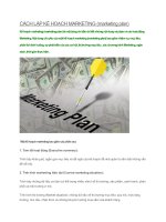 CÁCH lập kế HOẠCH MARKETING