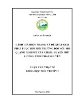 Đánh giá hiện trạng và đề xuất giải pháp phục hồi môi trường đối với mỏ quặng ilmenit cây châm, huyện phú lương, tỉnh thái nguyên 
