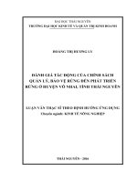 Đánh giá tác động của chính sách quản lý, bảo vệ rừng đến phát triển rừng ở huyện võ nhai, tỉnh thái nguyên 