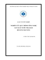 NGHIÊN CỨU QUY TRÌNH CÔNG NGHỆ SẢN XUẤT NƯỚC NHA ĐAM BỔ SUNG MẬT ONG