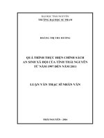 Quá trình thực hiện chính sách an sinh xã hội của tỉnh thái nguyên từ năm 1997 đến năm 2011 