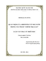 QUAN NIỆM của ARIXTOT về NHÀ nước TRONG tác PHẨM CHÍNH TRỊ LUẬN 