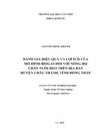 ĐÁNH GIÁ HIỆU QUẢ VÀ LỢI ÍCH CỦA MÔ HÌNH BIOGAS ĐỐI VỚI NÔNG HỘ CHĂN NUÔI HEO TRÊN ĐỊA BÀN HUYỆN CHÂU THÀNH, TỈNH ĐỒNG THÁP