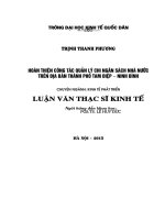 Hoàn thiện công tác quản lý chi ngân sách trên địa bàn thành phố Tam Điệp – Ninh Bình