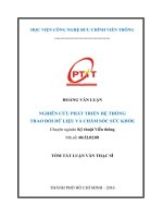 Nghiên cứu phát triển hệ thống trao đổi dữ liệu và chăm sóc sức khỏe (tt)