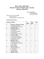 ĐỀ CƯƠNG MÔN HỌC HỆ QUẢN TRỊ CƠ SỞ DỮ LIỆU ACCESS