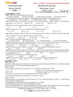 Đề thi học kì 1 môn Hóa học lớp 10 trường THPT Đa Phúc, Hà Nội năm học 2016 - 2017