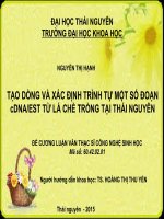 đề cương luận văn thạc sĩ tạo DÒNG và xác ĐỊNH TRÌNH tự một số đoạn cDNAEST từ lá CHÈ TRỒNG tại THÁI NGUYÊN