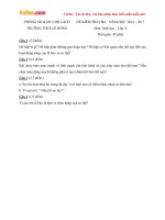 Đề thi học kì 1 môn Sinh học lớp 8 trường THCS Lê Hồng, Bến Tre năm học 2016 - 2017