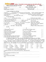 Đề thi học kỳ 1 môn Tiếng Anh lớp 6 Phòng GD-ĐT Cần Giờ, TP. Hồ Chí Minh năm học 2015 - 2016 có đáp án