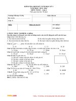 Đề thi học kì 1 môn Toán lớp 4 trường tiểu học Vỹ Dạ, Thừa Thiên Huế năm 2015 - 2016