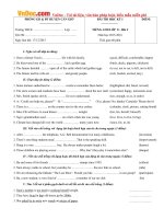 Đề thi học kỳ 1 môn Tiếng Anh lớp 8 Phòng GD-ĐT Cần Giờ, TP. Hồ Chí Minh năm học 2015 - 2016 có đáp án