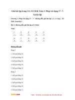 Giải bài tập trang 112, 113 SGK Toán 1: Phép trừ dạng 17 - 7. Luyện tập