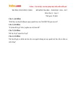 Đề thi học kì 1 môn Địa lý lớp 6 trường THCS Phúc Ninh, Tuyên Quang năm học 2016 - 2017