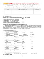 Đề thi học kỳ 1 môn Tiếng Anh lớp 6 Phòng GD-ĐT Đất Đỏ, Bà Rịa - Vũng Tàu năm học 2016 - 2017 có đáp án