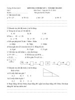 Đề kiểm tra cuối học kì 1 môn Toán lớp 2 năm học 2014 - 2015 trường Tiểu học Đại Lãnh 2, Khánh Hòa