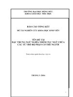 Đặc trưng ngữ nghĩa nhóm tục ngữ chứa các từ trỏ bộ phận cơ thể người