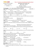 Đề thi học kì 1 môn Vật lý lớp 11 trường THPT Đa Phúc, Hà Nội năm học 2016 - 2017