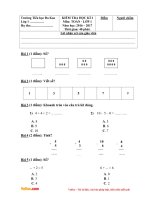 Đề thi học kì 1 môn Toán, Tiếng Việt lớp 1 trường tiểu học Đa Kao, Lâm Đồng năm 2016 - 2017