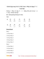 Giải bài tập trang 110, 111 SGK Toán 1: Phép trừ dạng 17 - 3. Luyện tập