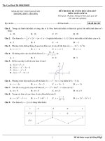 Đề thi HK1 toán 12 năm học 2016   2017 trường THPT Yên Hòa   Hà Nội