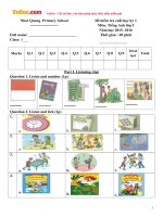 Đề kiểm tra cuối học kỳ 1 môn tiếng Anh lớp 5 trường Tiểu học Nhật Quang, Hưng Yên năm học 2015 - 2016 có file nghe và đáp án