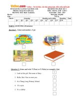 Đề thi học kỳ 1 môn tiếng Anh lớp 3 trường Tiểu học EAKHĂL, Đắk Lắk năm học 2016 - 2017