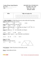 Đề thi học kì 1 môn Toán lớp 2 trường tiểu học Nguyễn Khuyến năm 2016 - 2017