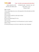 Đề thi học kì 1 môn Sinh học lớp 6 trường THCS Hồng Thủy, Thừa Thiên Huế năm học 2016 - 2017