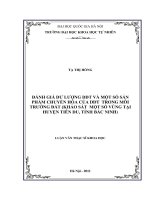 Đánh giá dư lượng DDT và một số sản phẩm chuyển hóa của DDT  trong môi trường đất (khảo sát  một số vùng tại huyện tiên du, tỉnh bắc ninh) (luận văn thạc sĩ)